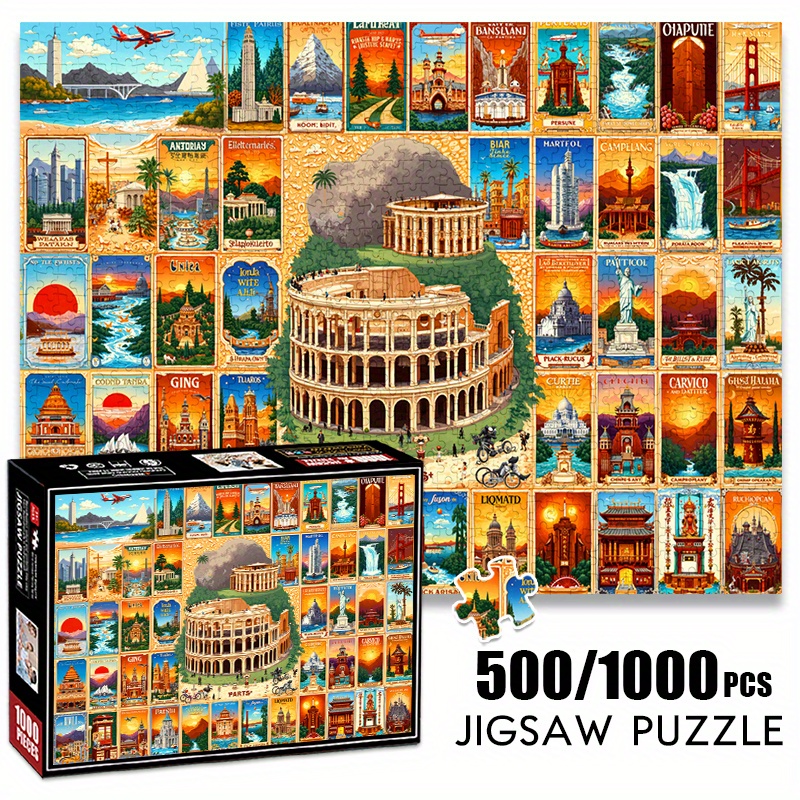 Puzzle Map World - 500/1000 adet Kağıt Yapboz Vintage Dünya