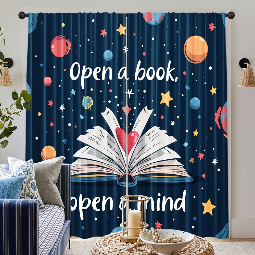Kids Education Quote - Eğitici Alıntı Uzay Kitabı Pencere Perdeleri