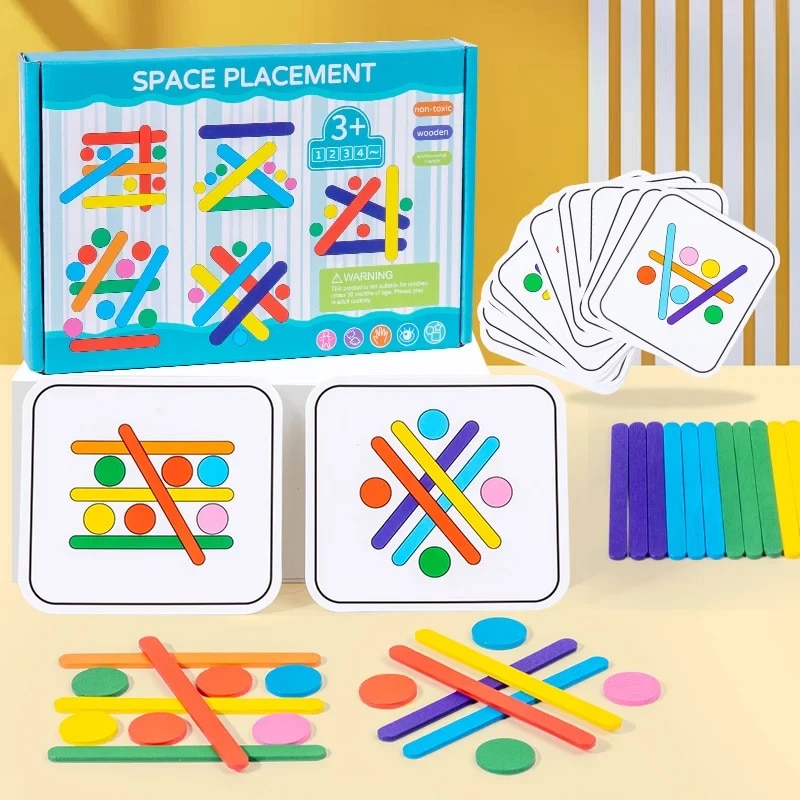 Kids Educational Game 3 - Çocuklar Gökkuşağı Sopa Düşünme Bulmaca Ahşap