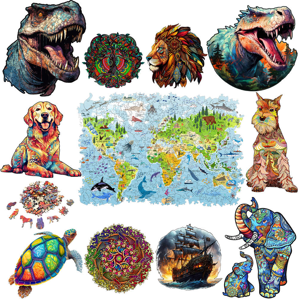 Puzzle Map World - DIY Ahşap Yapboz Çocuklar için Yetişkin