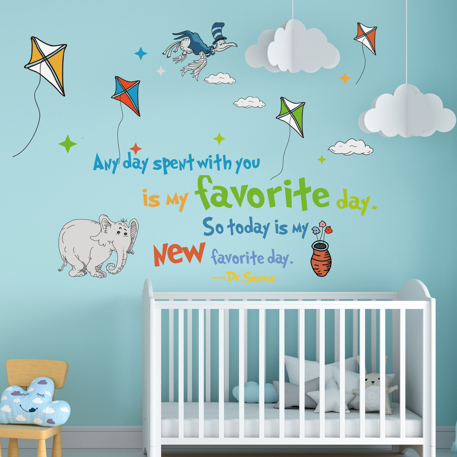 Renkli Dr. Seuss İlham tırnak  - Kids Education Quote incelemesi ve fiyatı
